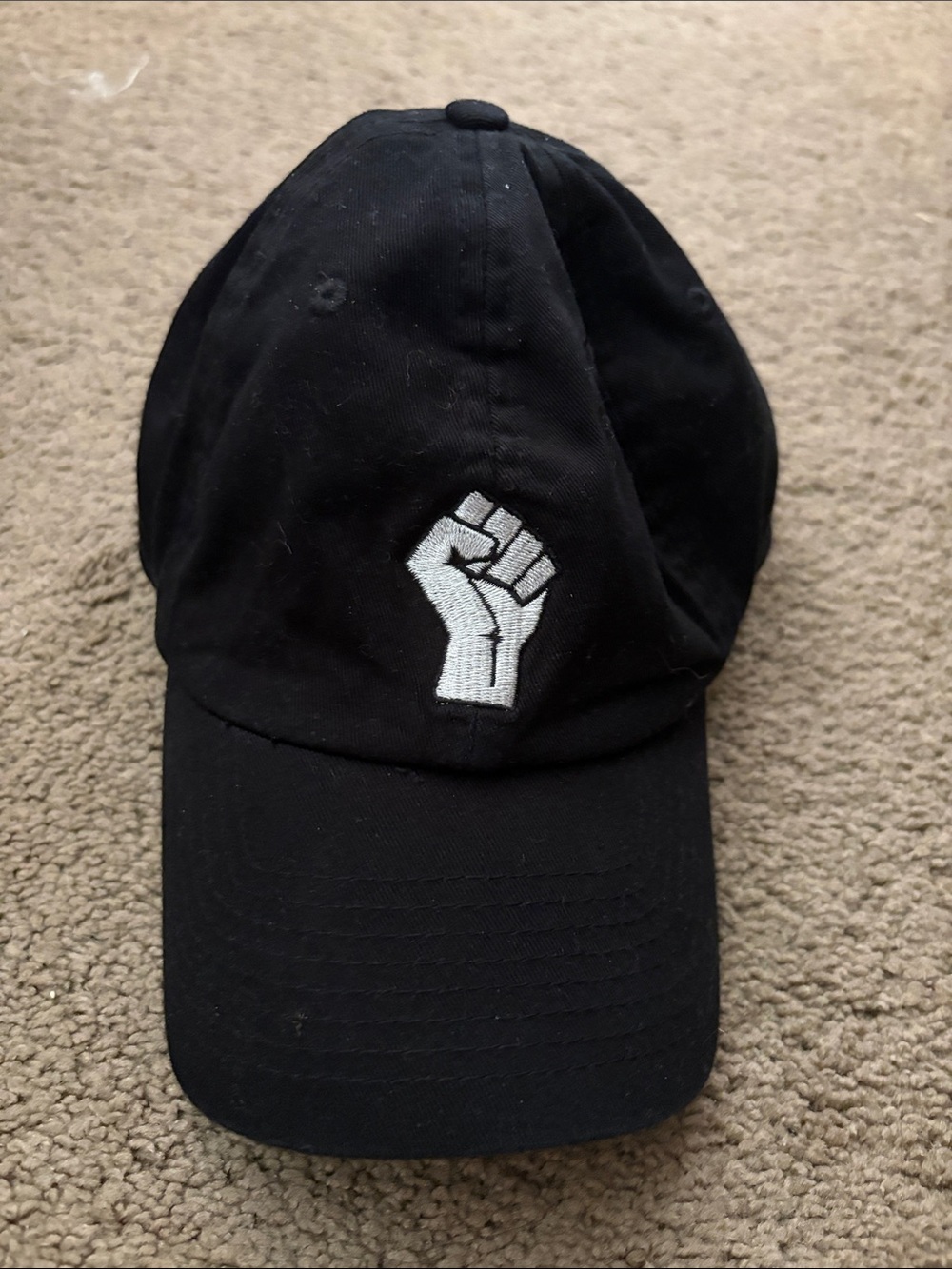 Black Fist Embroidered Cotton Baseball Cap
